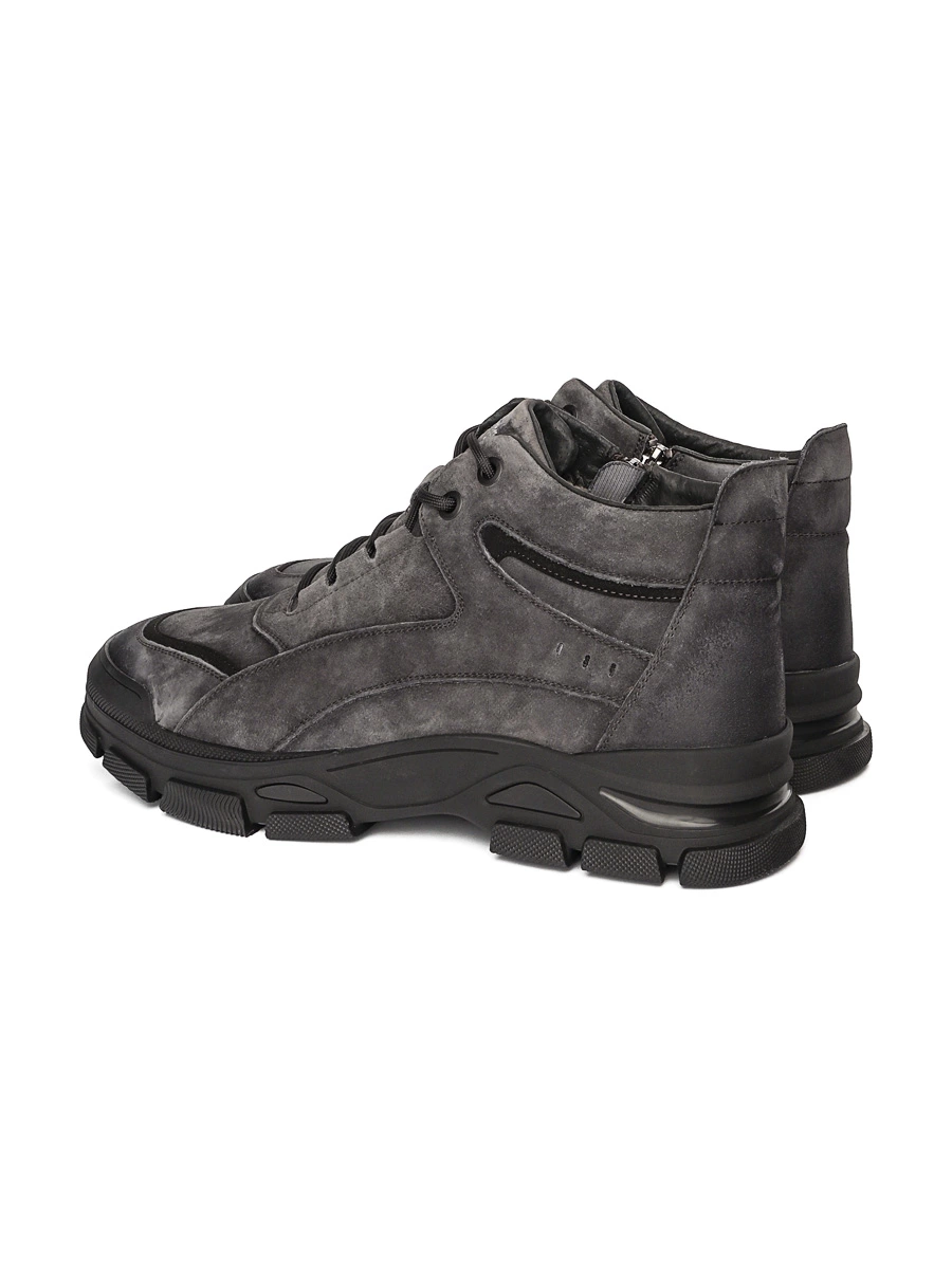 Ботинки серого цвета со шнуровкой и боковой молнией
